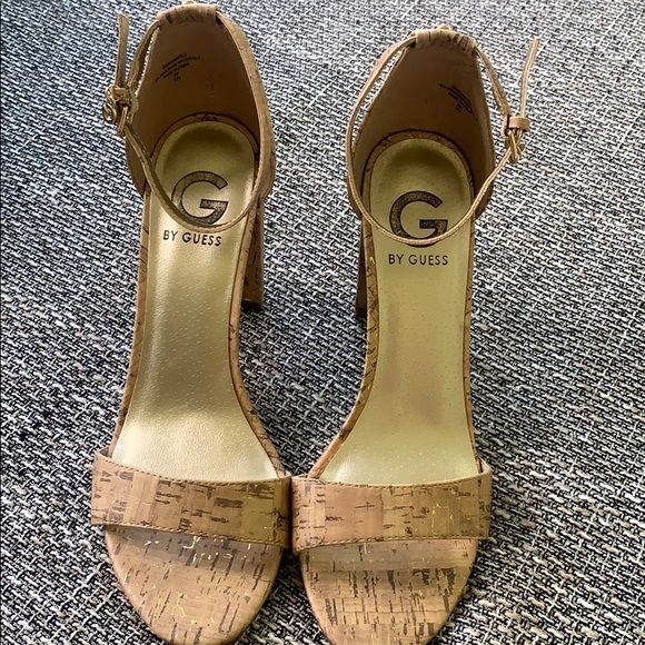 G by Guess tan with gold flake heels - Picture 3 of 3